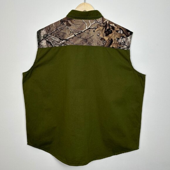 RealTree Camo Men's Button-Up Collared Cut-Off Vest - Size 2XL / XXL - Picture 3 of 6